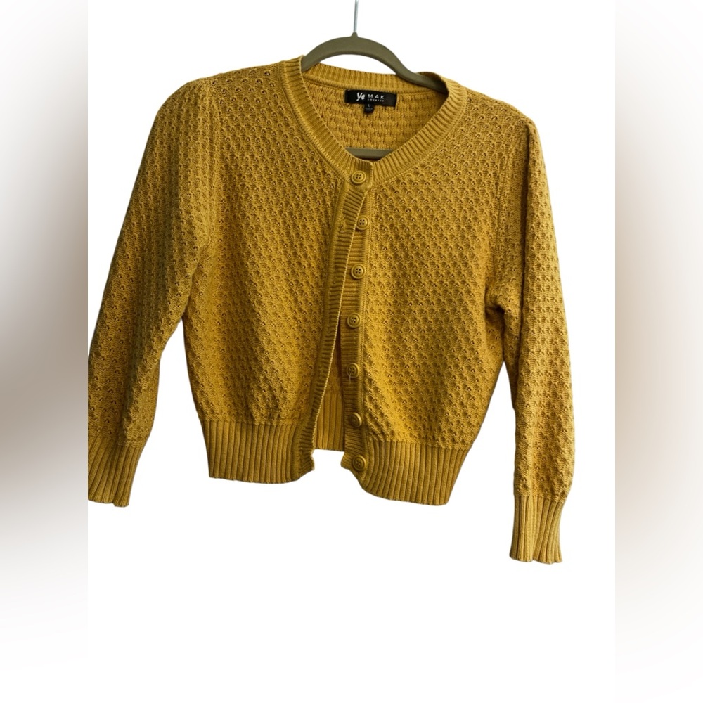 Yellow Textured Knit Cardigan
